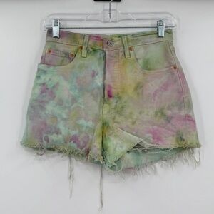 Levi's Rib Cage Multicolor Tie-Dye Jean Shorts Sz 27